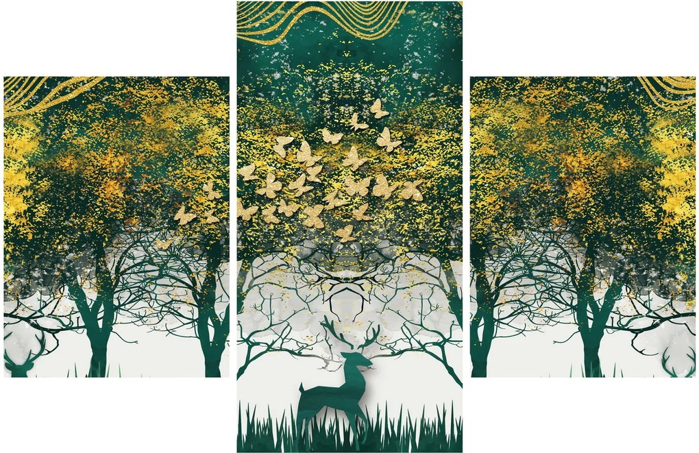 Tablou - Căprioare în pădurea verde (90x60 cm)