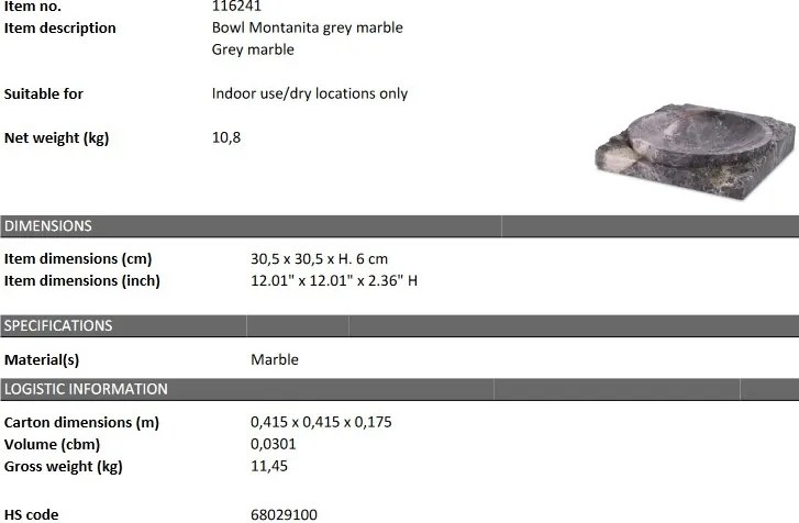 Bol/ Obiect decorativ LUX Montanita, gri 116241 HZ