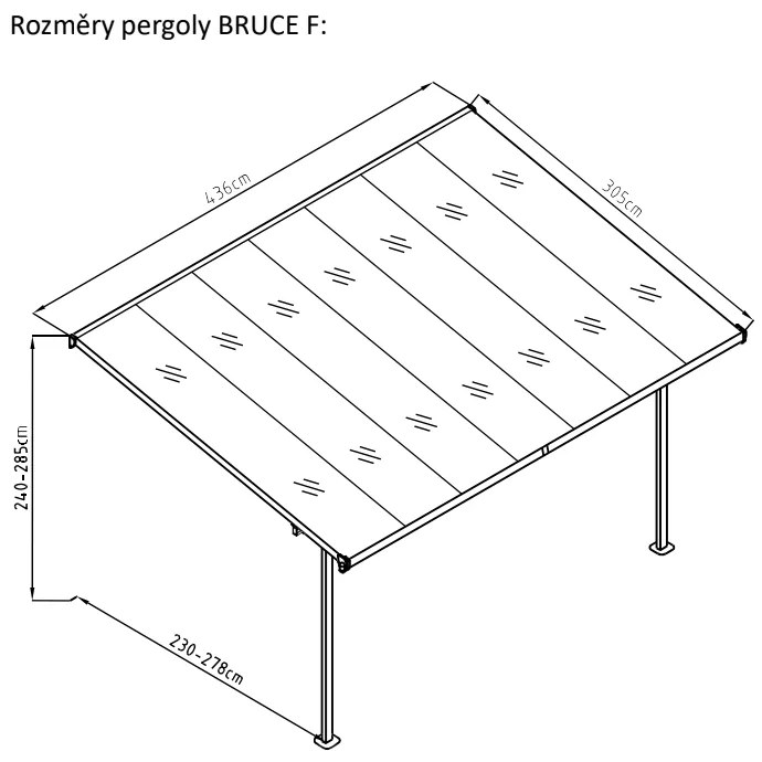 Bruce F pergola - šedý polykarbonát