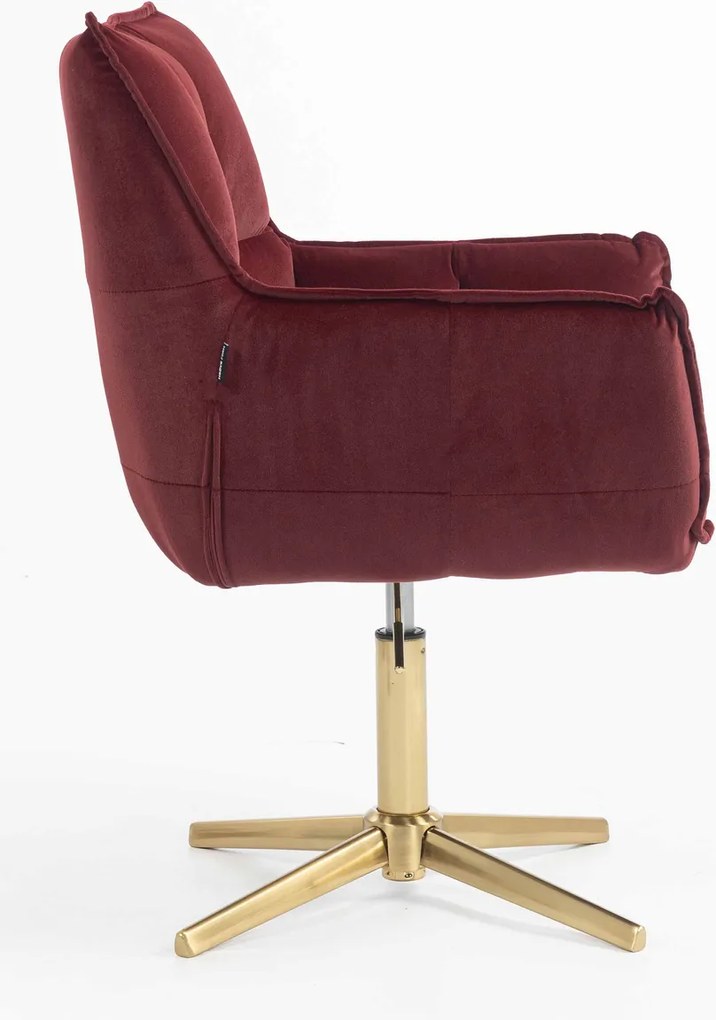HR560CROSS Scaun Catifea Bordo Merlot cu Bază Aurie