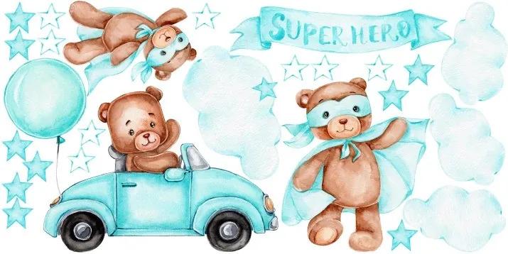 Autocolant pentru copii super-erou Ursuleț 150 x 300 cm