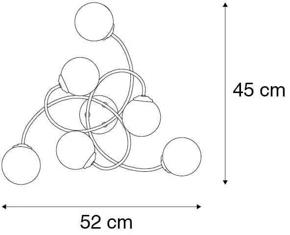 Plafoniera moderna aurie cu 6 lumini cu sticla fumurie - Atena