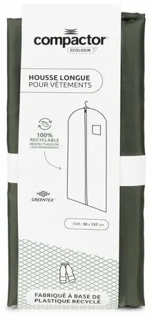 Husă lungă pentru rochii și costume GreenTex,Compactor 58 x 137 cm, verde