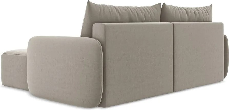 Colțar taupe extensibil/cu spațiu de depozitare cu tapițerie din catifea (cu colț pe partea dreaptă/cu șezlong) Kalena – Makamii