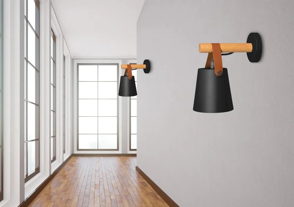 Aplică de design realizată din lemn și metal Alb