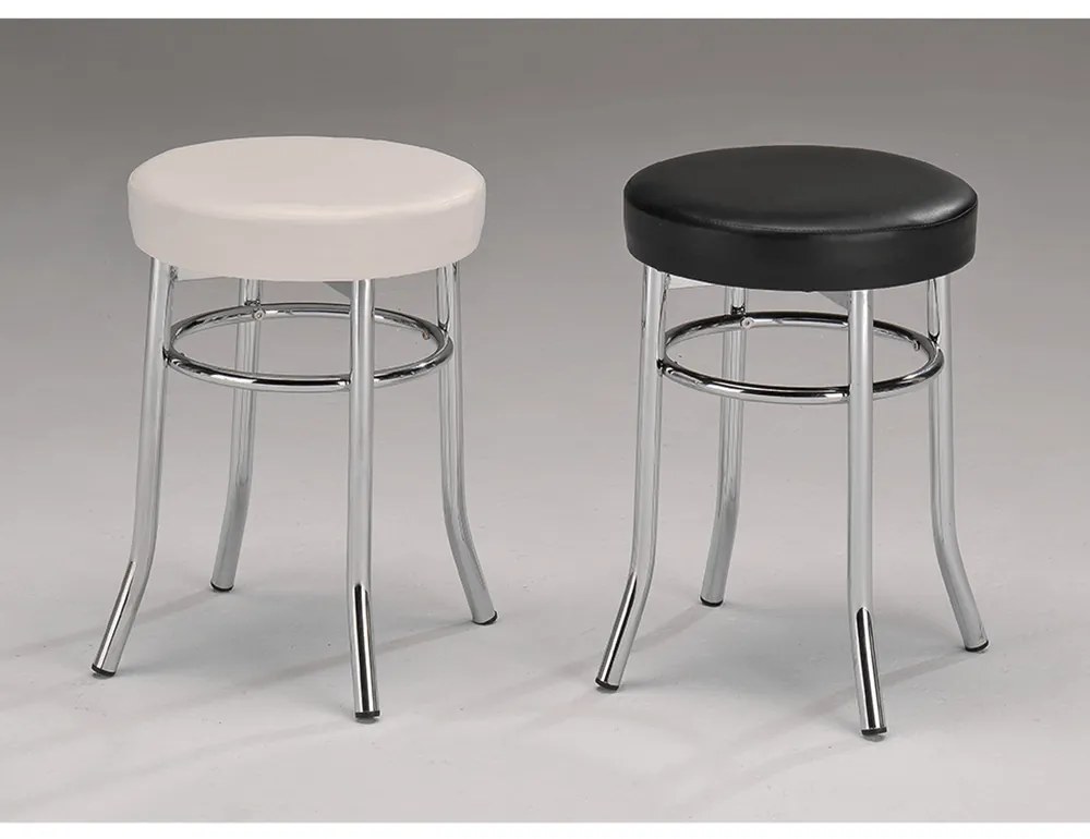 Taburet, piele ecologica neagra/crom, IRENA