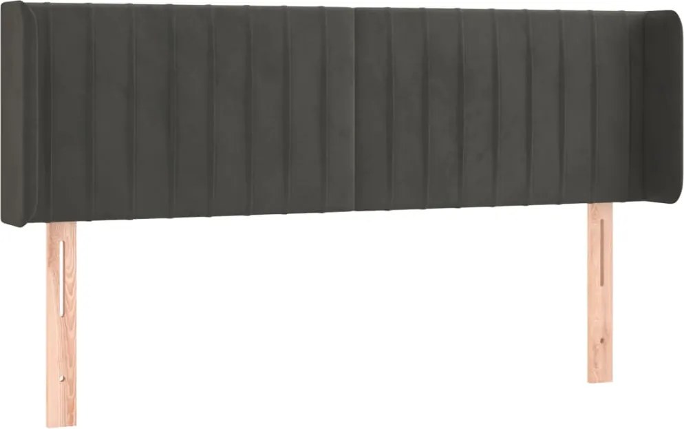 vidaXL Tăblie de pat cu aripioare gri închis 147x16x78/88 cm catifea