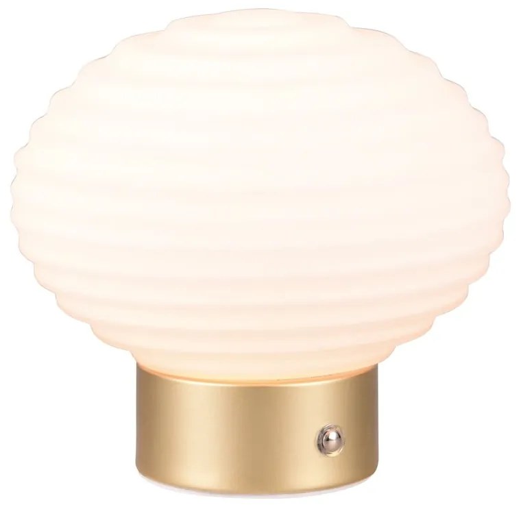 Veioză albă/aurie LED cu intensitate reglabilă cu abajur din sticlă (înălțime 14,5 cm) Earl – Reality