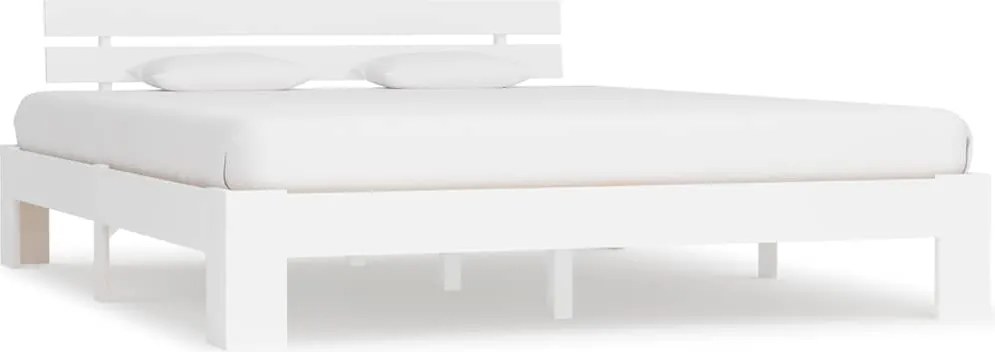 vidaXL Cadru de pat cu tăblie, alb, 180x200 cm, lemn masiv de pin