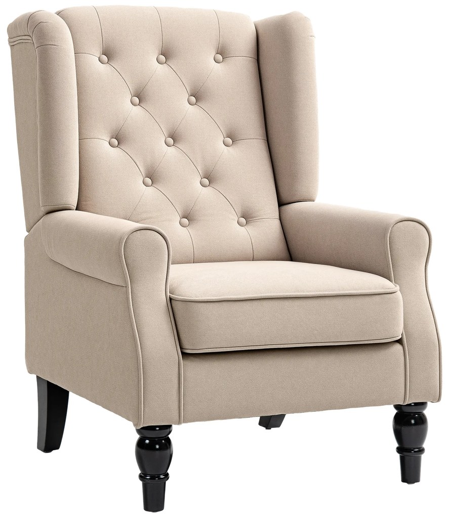 HOMCOM Scaun Decorativ Capitonat cu Spatar Inalt, Cotiere Rotunjite Captusite și Sezut cu Captuseala Groasa, Albastru | Aosom Romania