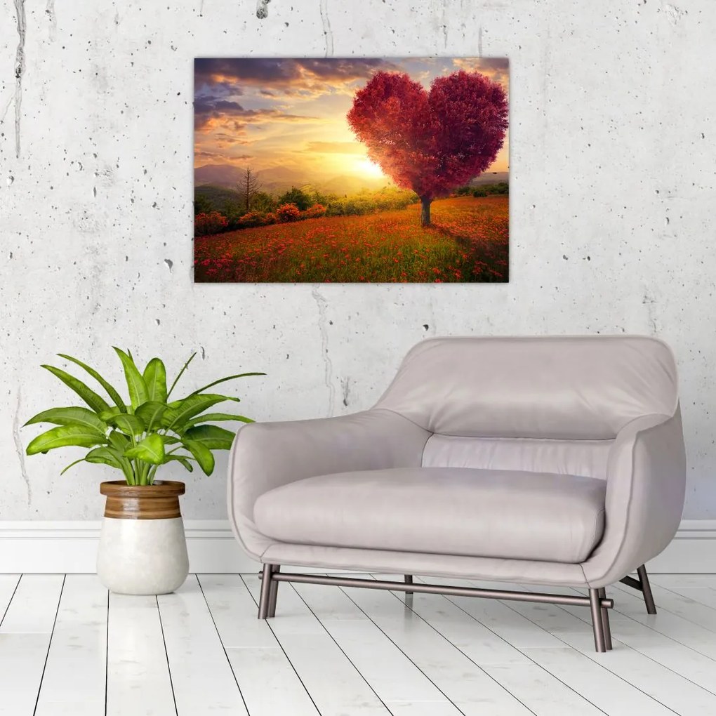 Tablou cu copaci în forma de inimă (70x50 cm)