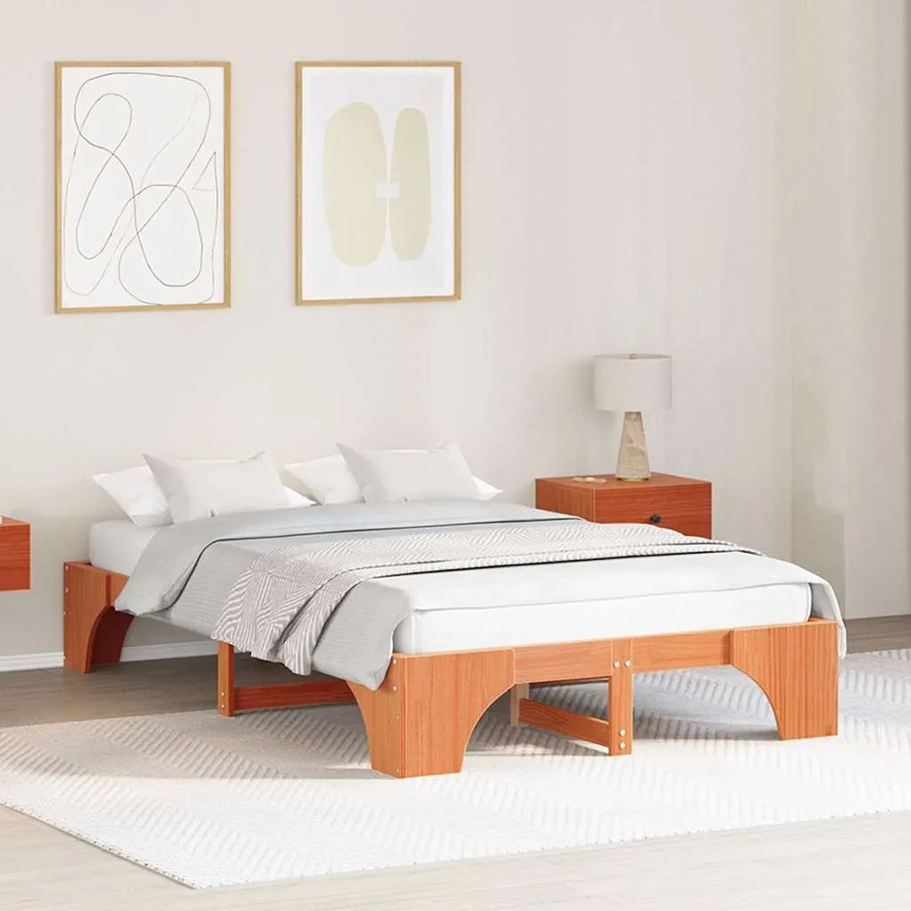 vidaXL Pat maro ceruit 120x190 cm, din lemn masiv de pin
