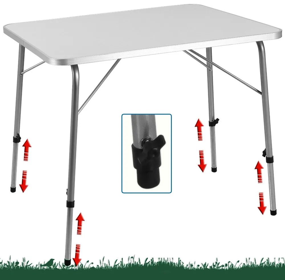 Casaria Masă de camping pliabilă FOKA, 80x54x51-70cm, alb