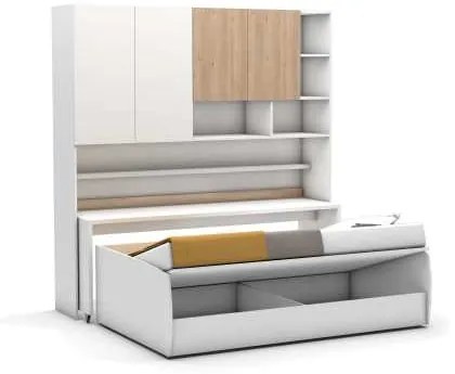 Pat rabatabil cu birou si dulapuri deasupra - Ikon Compact(90X200)