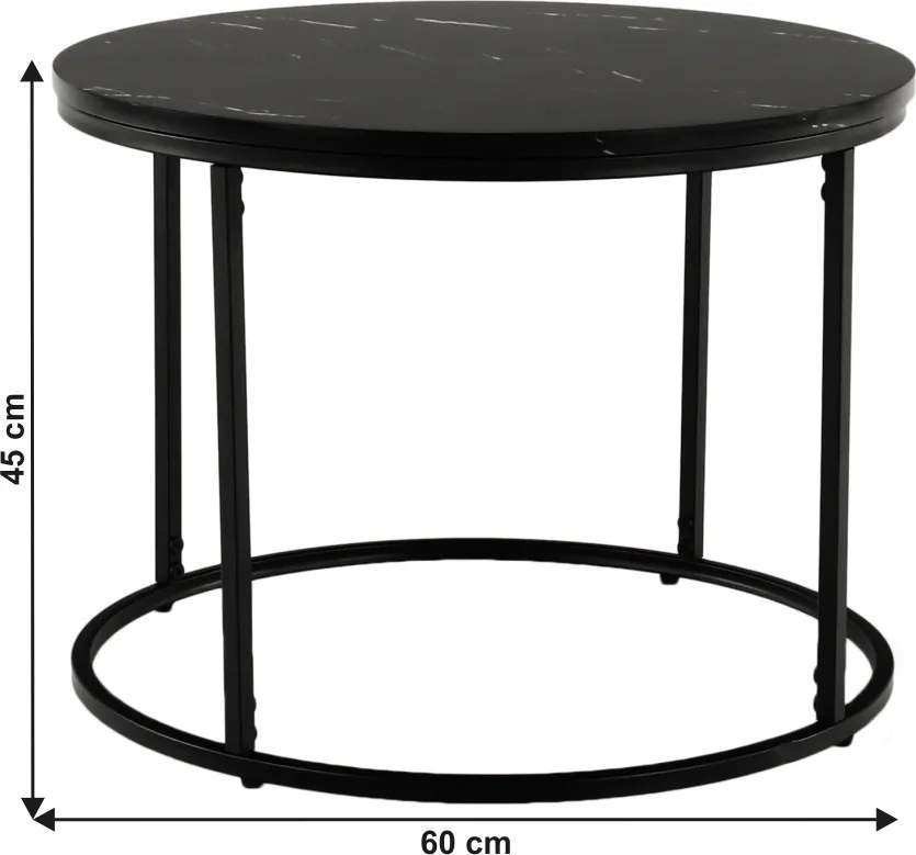 Măsuţă de cafea, marmură neagră / metal negru, GAGIN