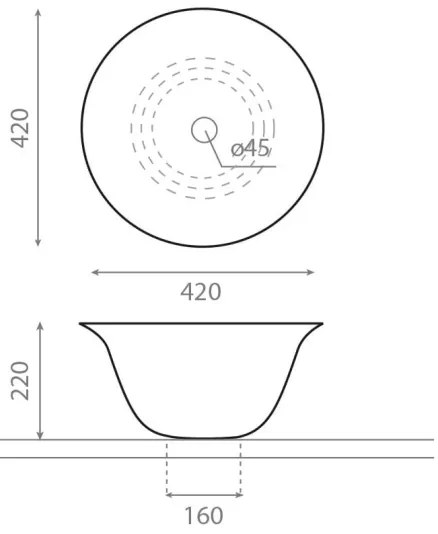 Bathco 4062 - Lavoar NORDIC pentru montare pe blat, Ø 42 cm, porțelan, alb