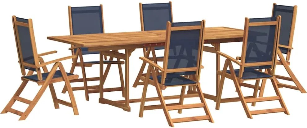 vidaXL Set mobilier de grădină, 7 piese, lemn masiv acacia/textilenă