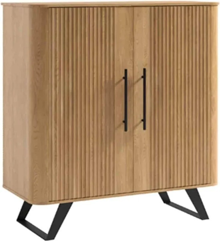 Comodă lemn masiv natur Santiago I -Negru, 94,2 × 39,7 × 100 cm