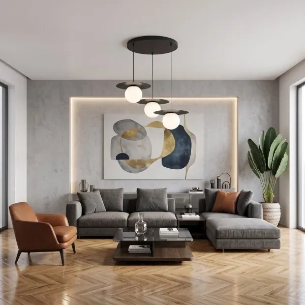 Lustră suspendată cu cablu FLAT 3x E27/15W/230V neagră