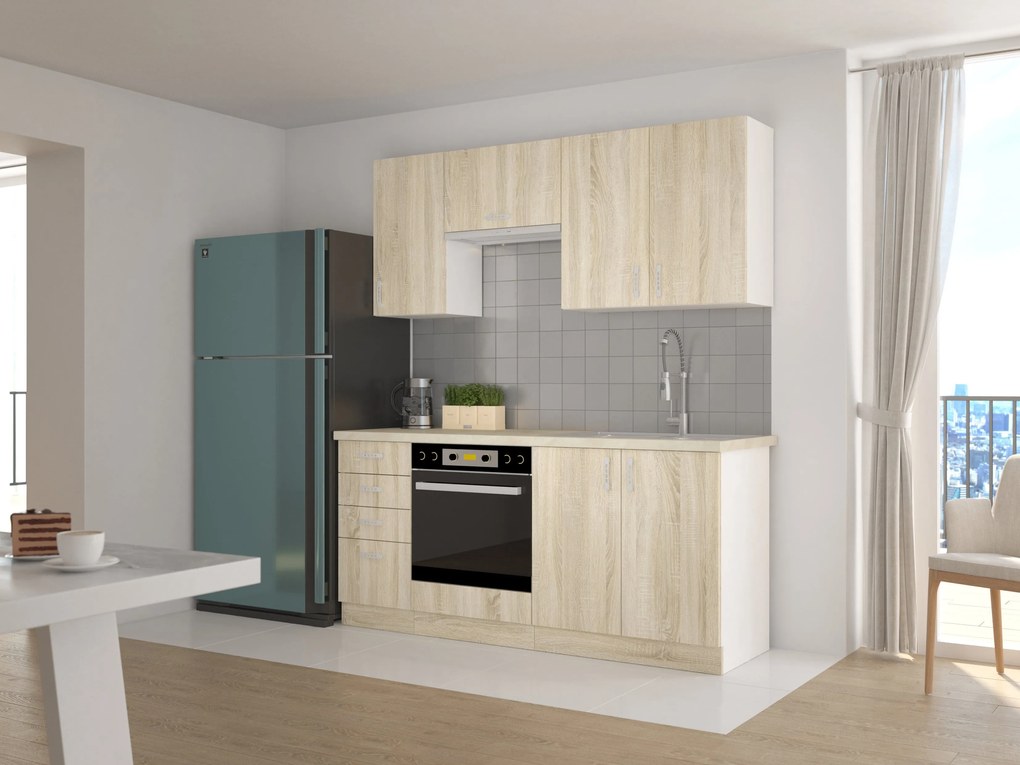 Dulap de bucătărie pentru alimente Sylrona 40 DK 210 2F (alb + stejar sonoma). 1032964