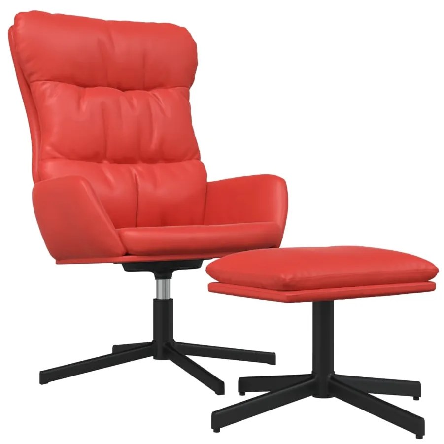 3097610 vidaXL Scaun de relaxare cu taburet, roșu, piele ecologică