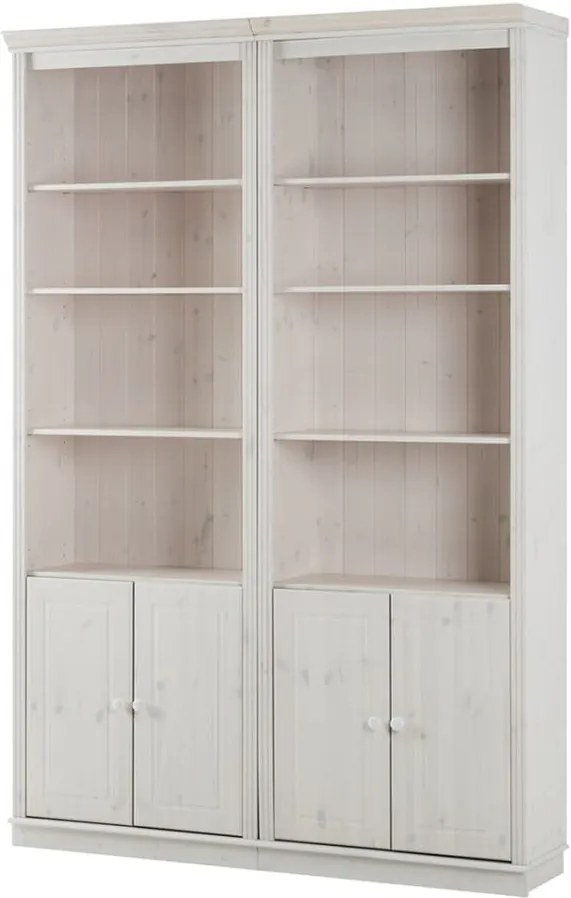 Bibliotecă din lemn de pin Støraa Annabelle, 146 cm, alb