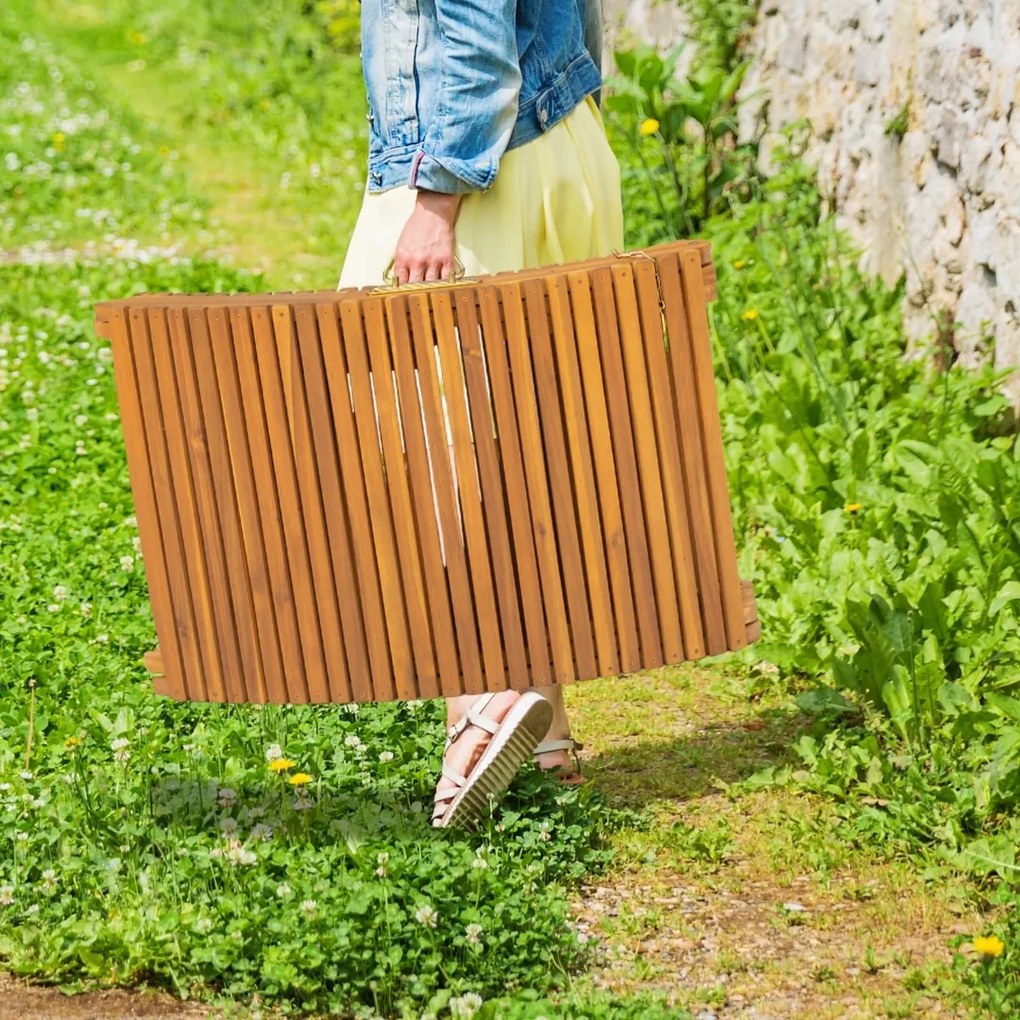 Șezlong de grădină FLORIDA, pliabil, 57x190x51cm, natur maro Casaria