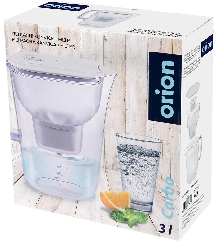 Cană cu filtru Orion 156019 Carbo 3 l , alb