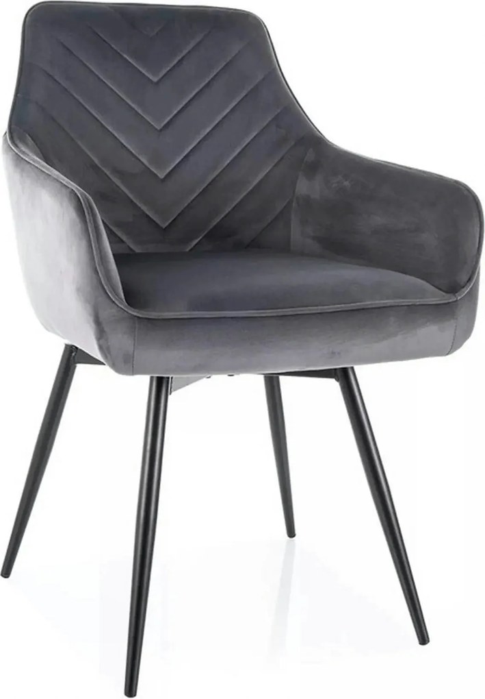 Scaun SERVIO, gri - Bluvel 14, stofa catifelata/metal, 55x58x88 cm
