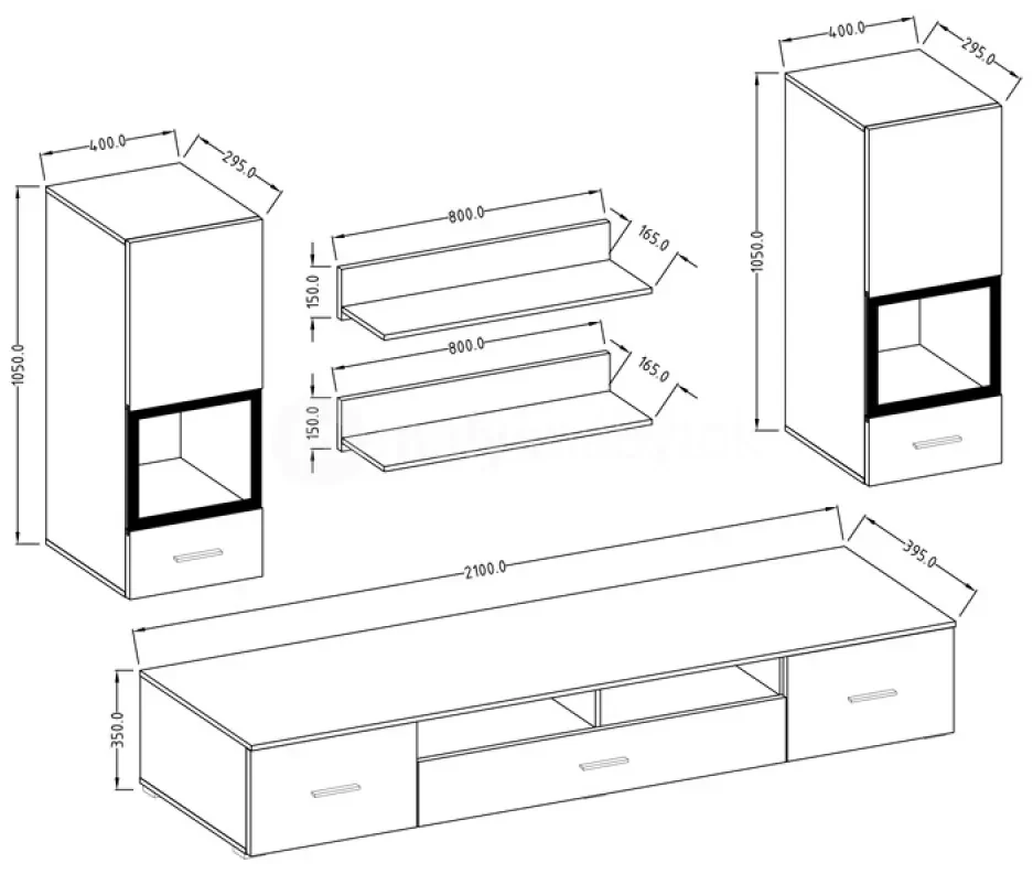 Zondo Mobilier living Sapphire Typ 09 (alb + alb lucios). 602262