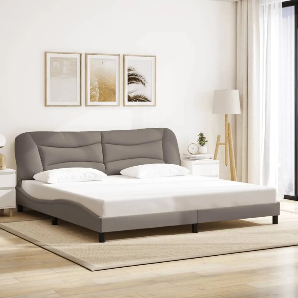 vidaXL Cadru de pat fără saltea, gri taupe, 200x200 cm, textil