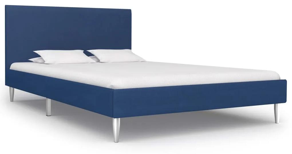 Cadru de pat, albastru, 120 x 200 cm, material textil Albastru, 120 x 200 cm