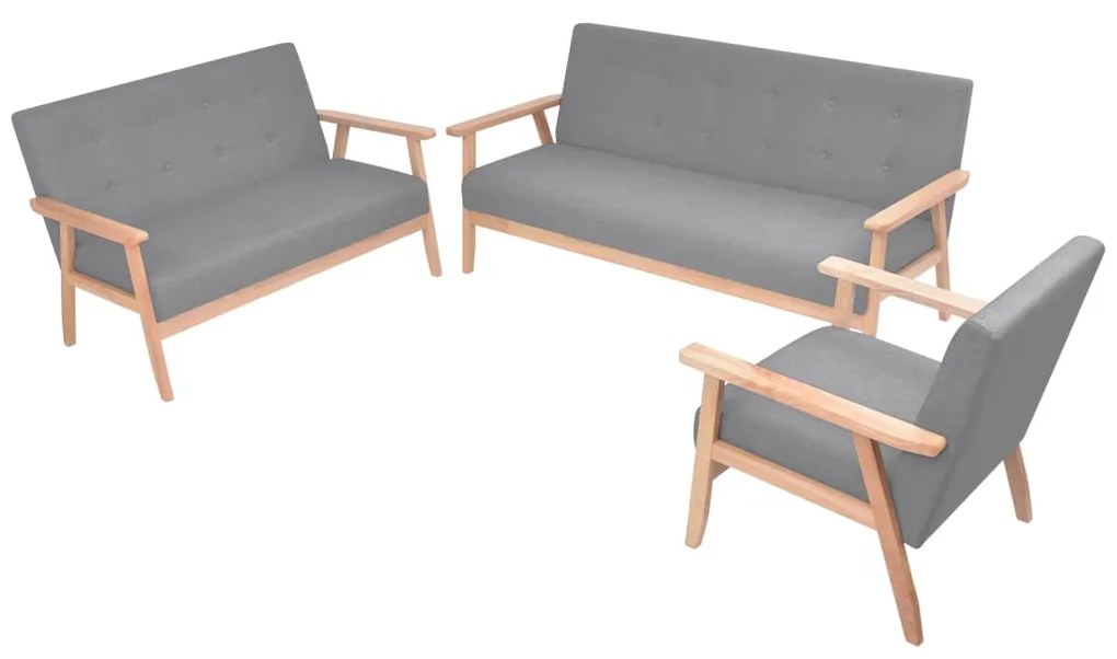 vidaXL Set canapele 3 piese Textil Gri deschis