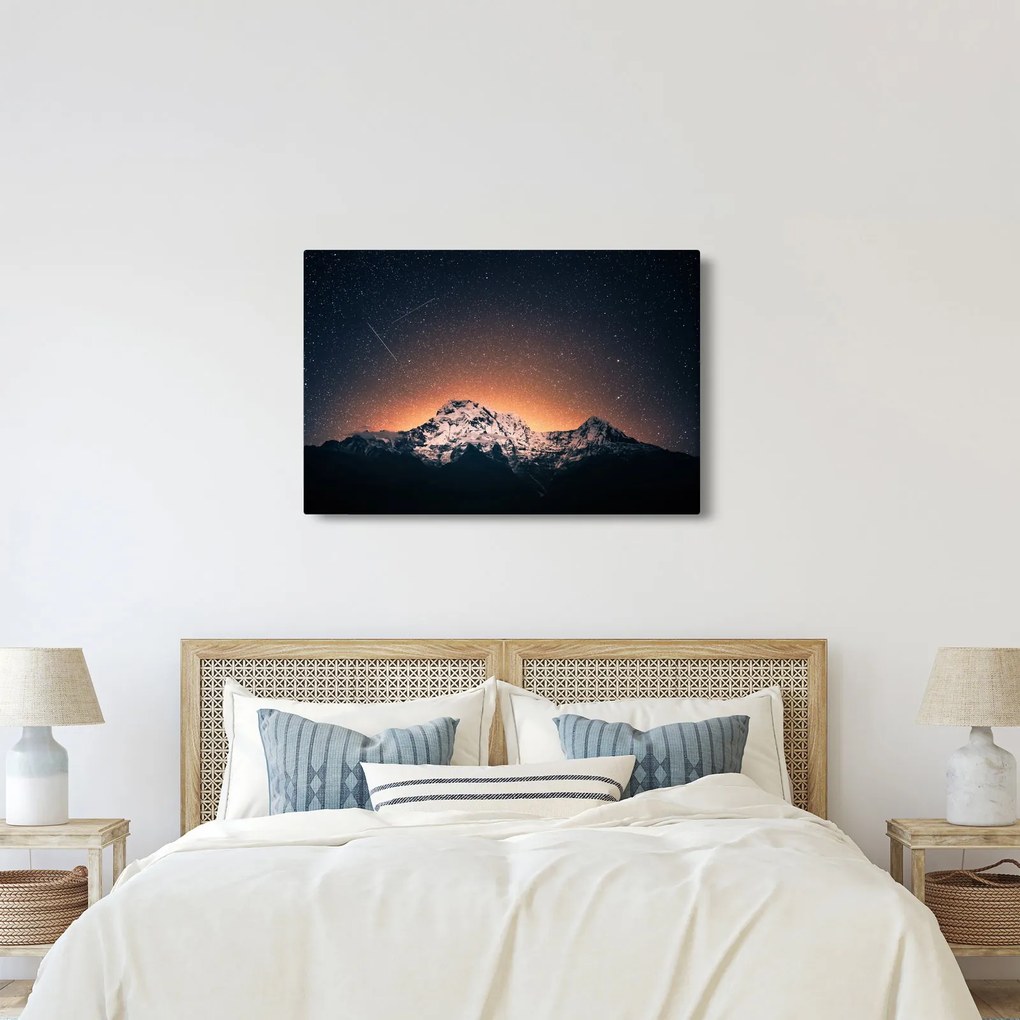 Tablou cu cerul nocturn cu munți (90x60 cm)