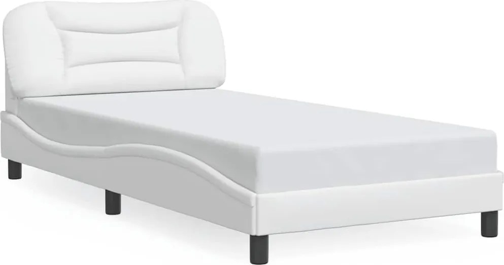 vidaXL Cadru de pat fără saltea, Hvar, alb, 100x203 cm, piele ecologică