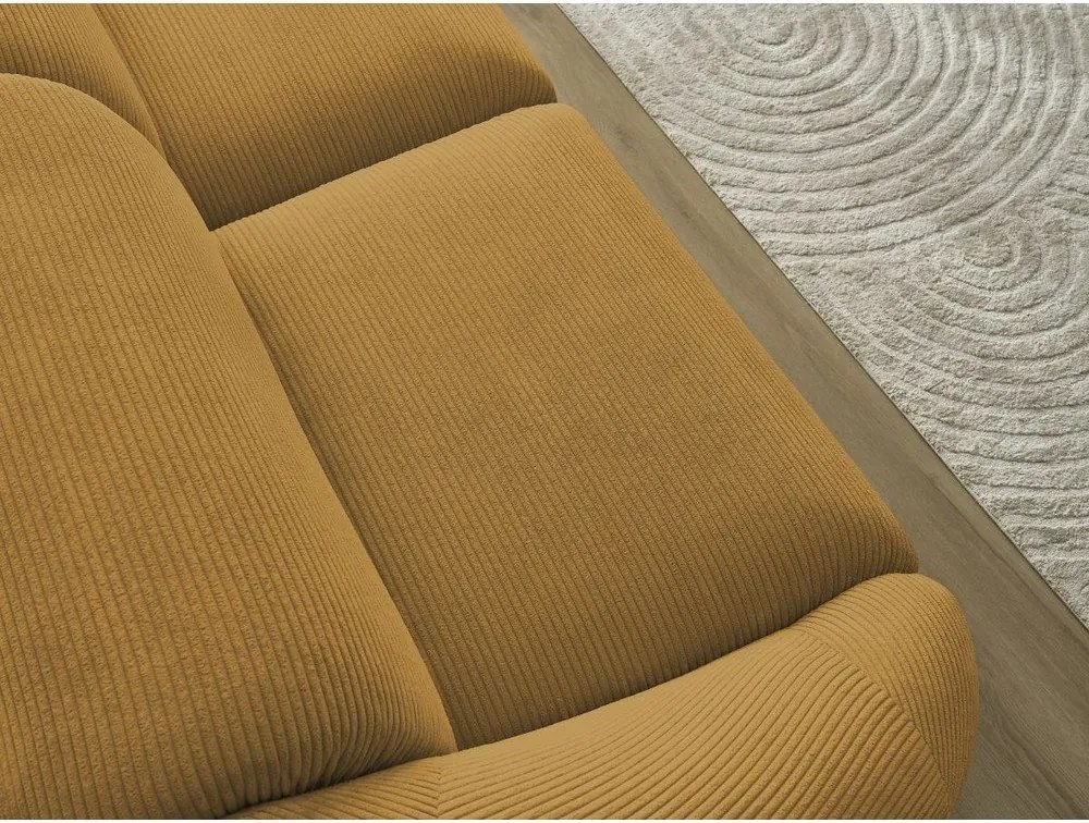 Canapea galben-muștar cu tapițerie din catifea reiată 250 cm Tina – Bobochic Paris