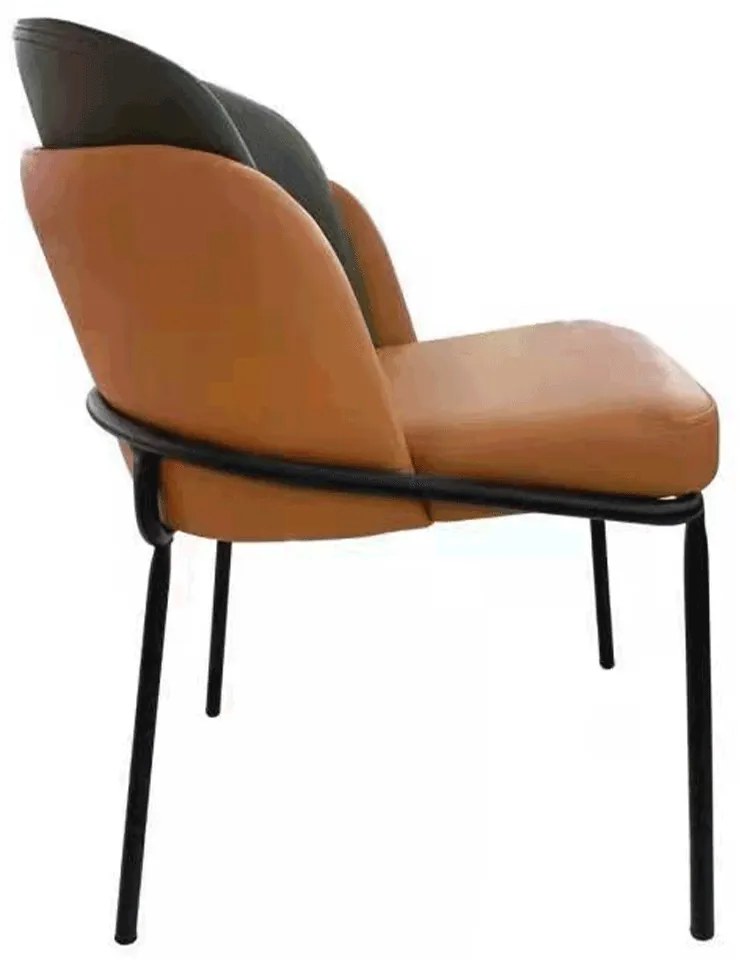 Fotoliu design, portocaliu / verde, piele ecologică, GANON