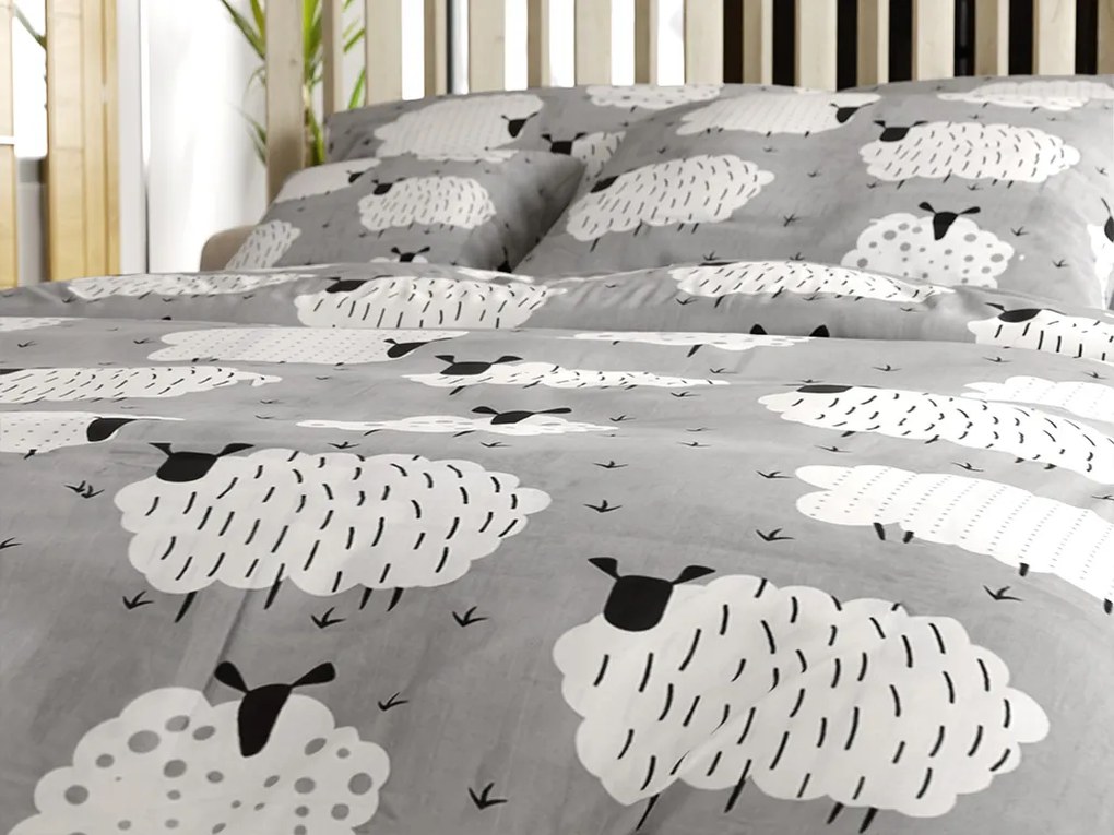 Lenjerie de pat policoton SHEEP POLY gri Dimensiune lenjerie de pat: 70 x 90 cm | 140 x 200 cm