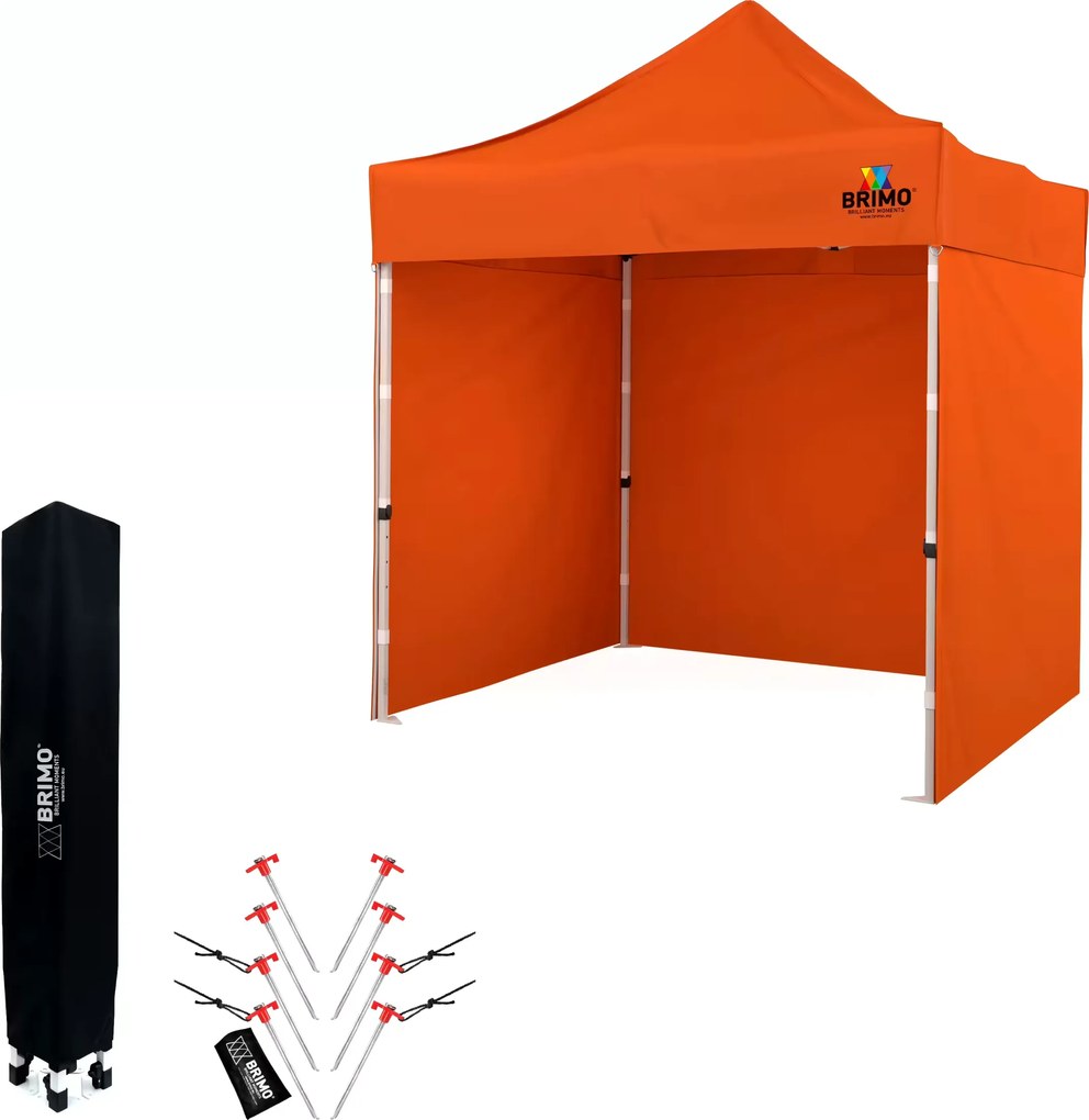 Foișor tip foarfecă 2x2 m Oțel | Dotări profesionale Ridicat în 45 s. - cu 3 pereți - Portocaliu