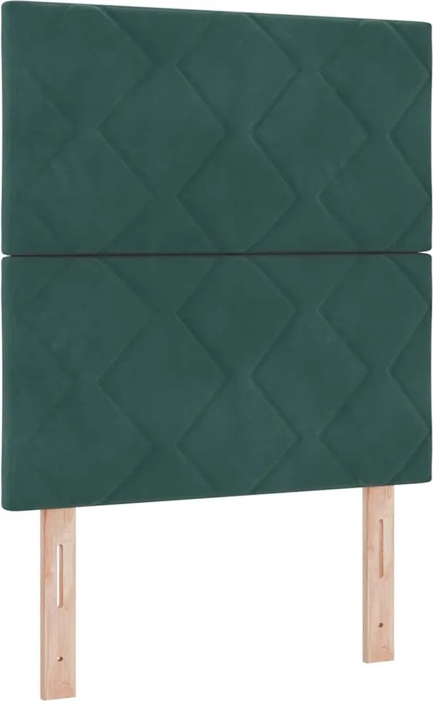 vidaXL Pat cu arc LED cu saltea Verde închis 80 x 200 cm Catifea