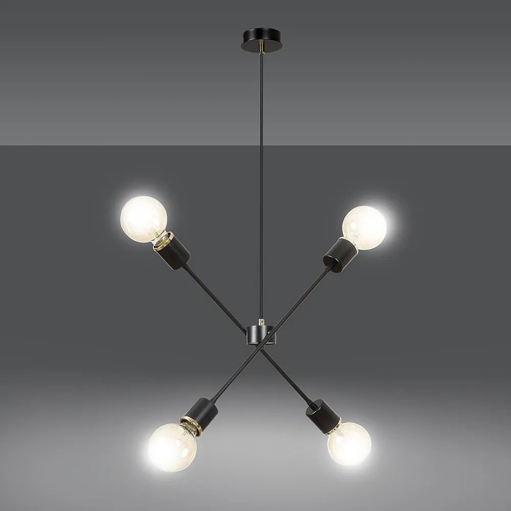 Suspensie Vendero 4 Black 347/4 Emibig Lighting, Modern, E27, Polonia