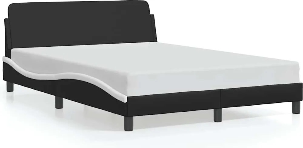 vidaXL Cadru de pat, Dover, negru/alb, 120x200 cm, piele ecologică