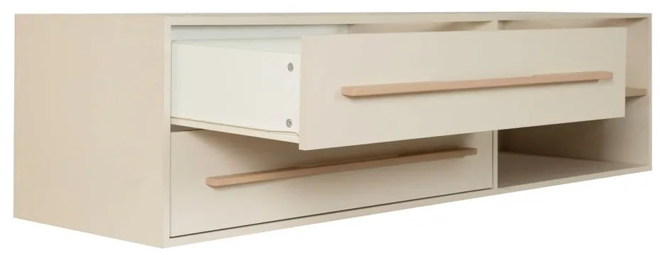 Pat pentru copii bej cu spațiu de depozitare fără somieră 90x200 cm Captain – Roba