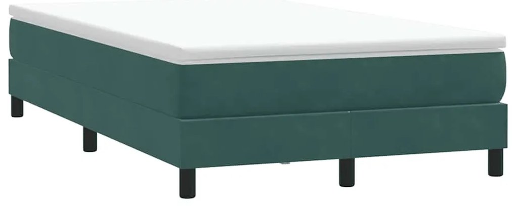 vidaXL Pat cu arcuri fără saltea verde închis 120x210 cm catifea