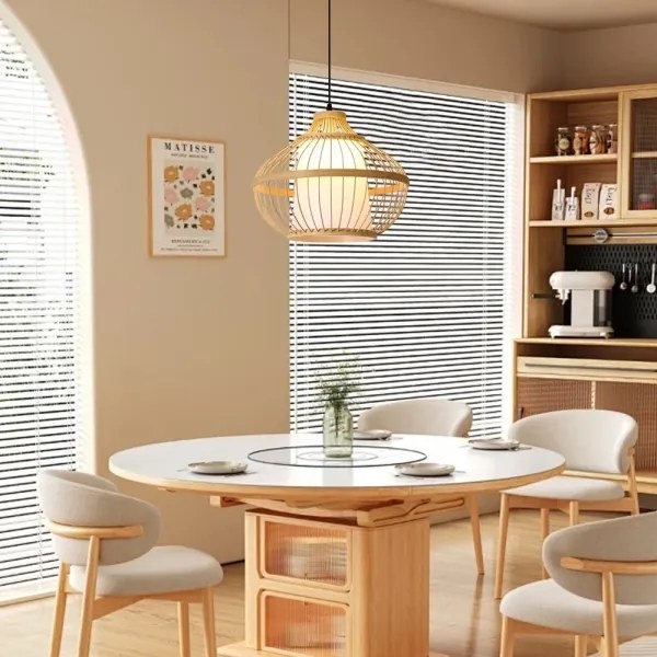 Lustră pe cablu Immax 08256L PINCHOS 1xE27/40W/230V d. 40 cm bambus