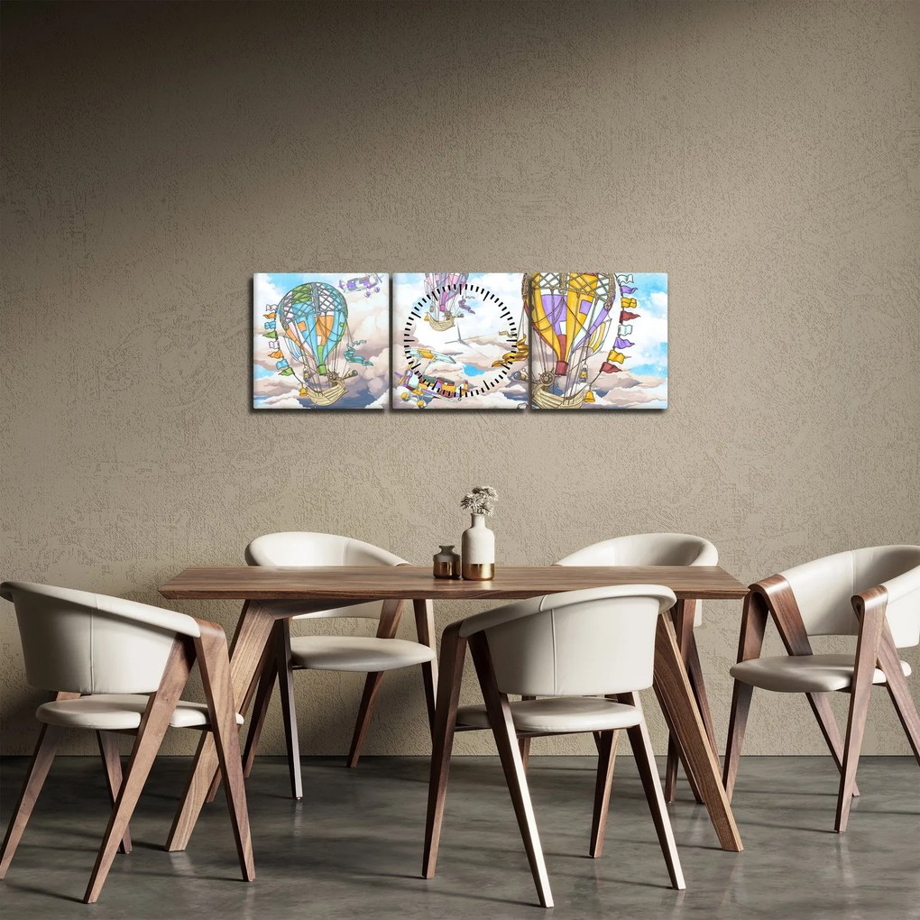 Tablou - Expediție în nori (cu ceas) (90x30 cm)