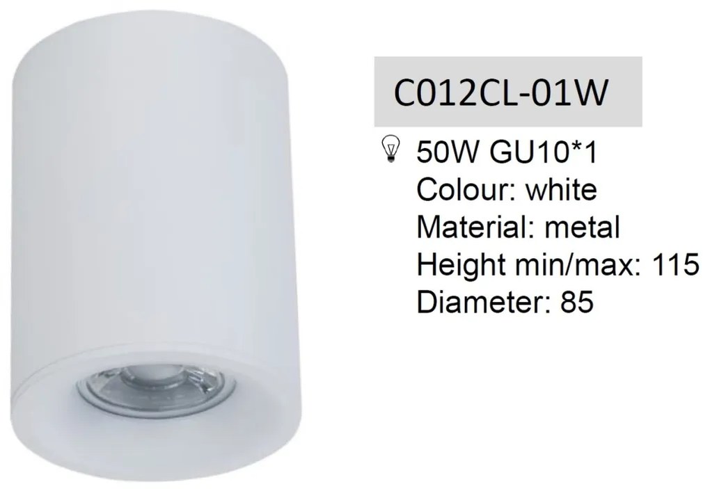 Spot aplicat de tavan/plafon Alfa MYC012CL-01W