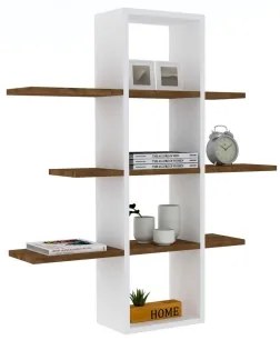 Etajeră de perete ARDO 101x96 cm albă/maro