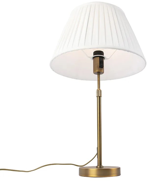 Lampă de masă din bronz cu abajur plisat alb 35cm - Parte