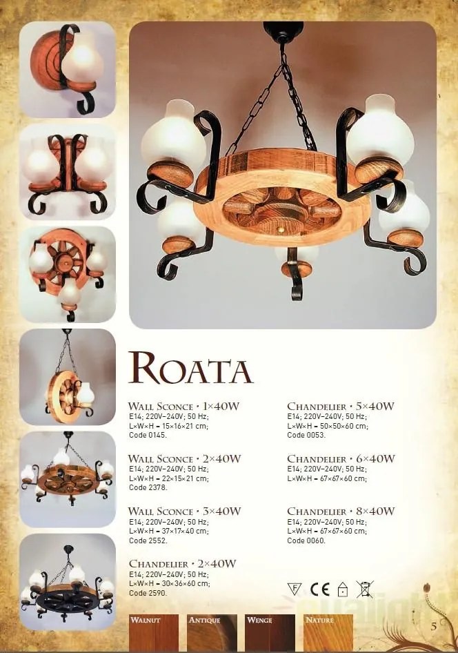 Aplica de perete rustica fabricata manual din lemn Roata WOOD-RO-AP1